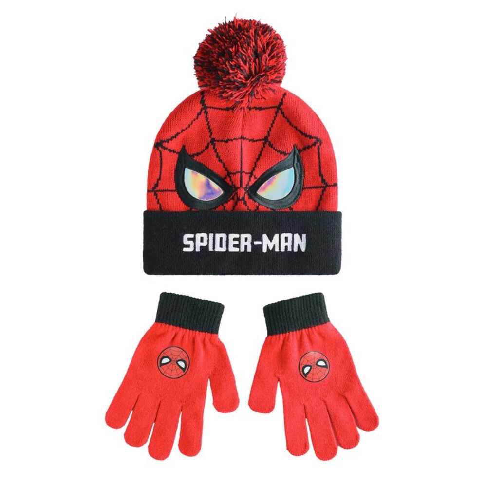 Spider-Man Boys Beanie & Gloves Set / Red/Black